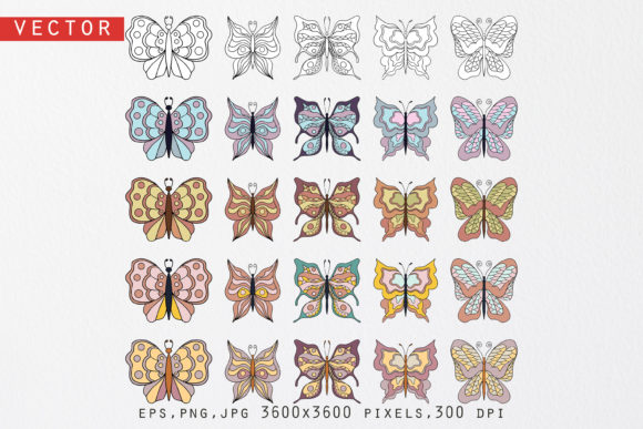 Download Butterflies Illustrations Set - Butterflies illustrations Collection