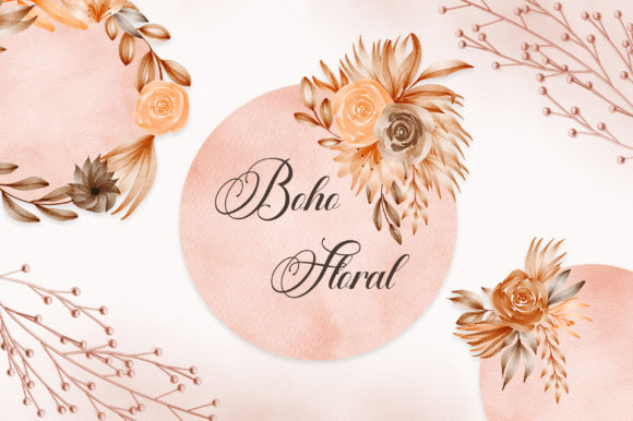 Download Boho Floral Watercolor Circle Clipart - Floral watercolor Collection