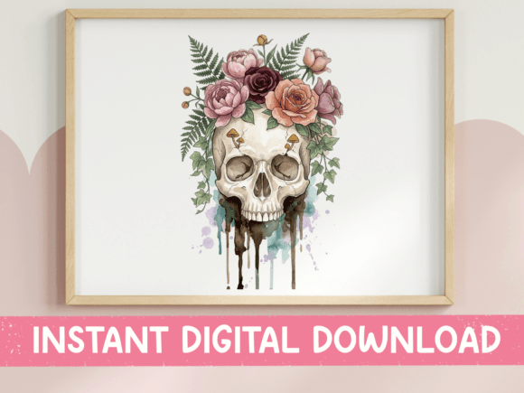 Download Floral Watercolor Skull Dripping Paint - Floral watercolor Collection
