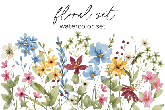 Download Floral Watercolor Set, Flowers, Leaves. - Floral watercolor Collection