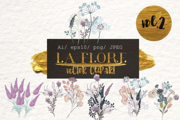 Download Vector Floral Clipart Collection in Rustic Watercolor Style Vol.2 - Vector Collection