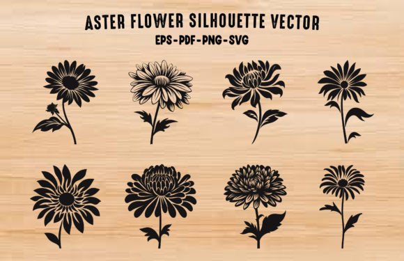 Download Aster Flower Silhouette Vector SVG Set - Vector Collection