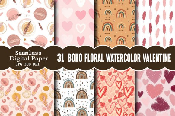 Download Boho Floral Watercolor Valentine Pattern - Floral watercolor Collection