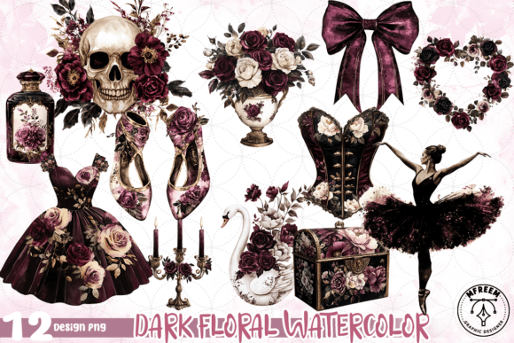Download Dark Floral Watercolor Bundle PNG - Floral watercolor Collection