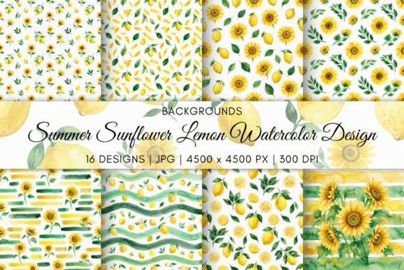 Download Summer Sunflower Lemon Watercolor Design - Watercolor design Collection
