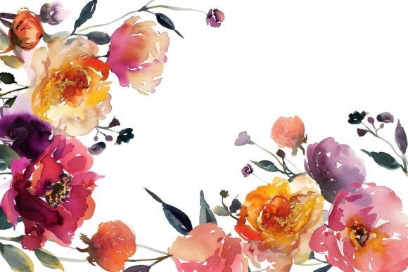 Download Red Floral Watercolor Frame - Floral watercolor Collection