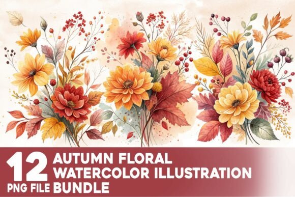 Download Autumn Floral Watercolor Bundle - Floral watercolor Collection