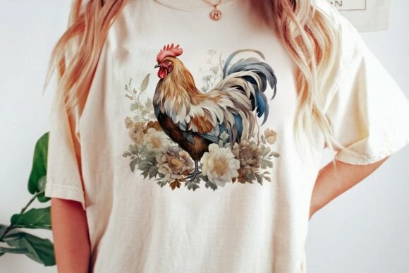 Download Rooster Floral Watercolor Design Png - Watercolor design Collection