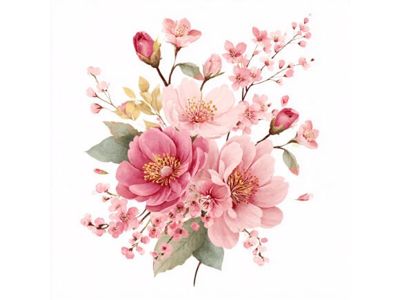 Download 12 JPG Pink Floral Watercolor Set - Floral watercolor Collection