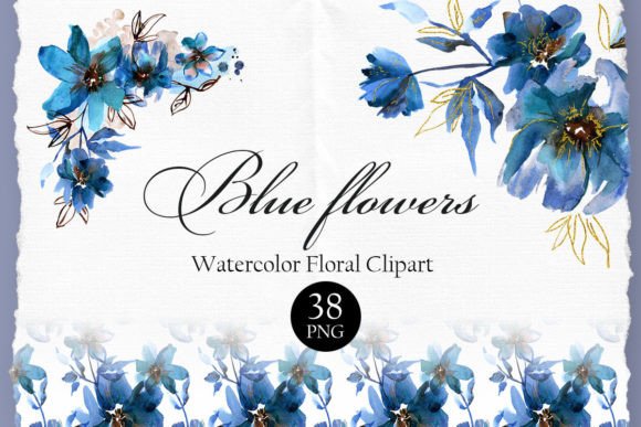 Download Blue Floral Watercolor Clipart - Floral watercolor Collection